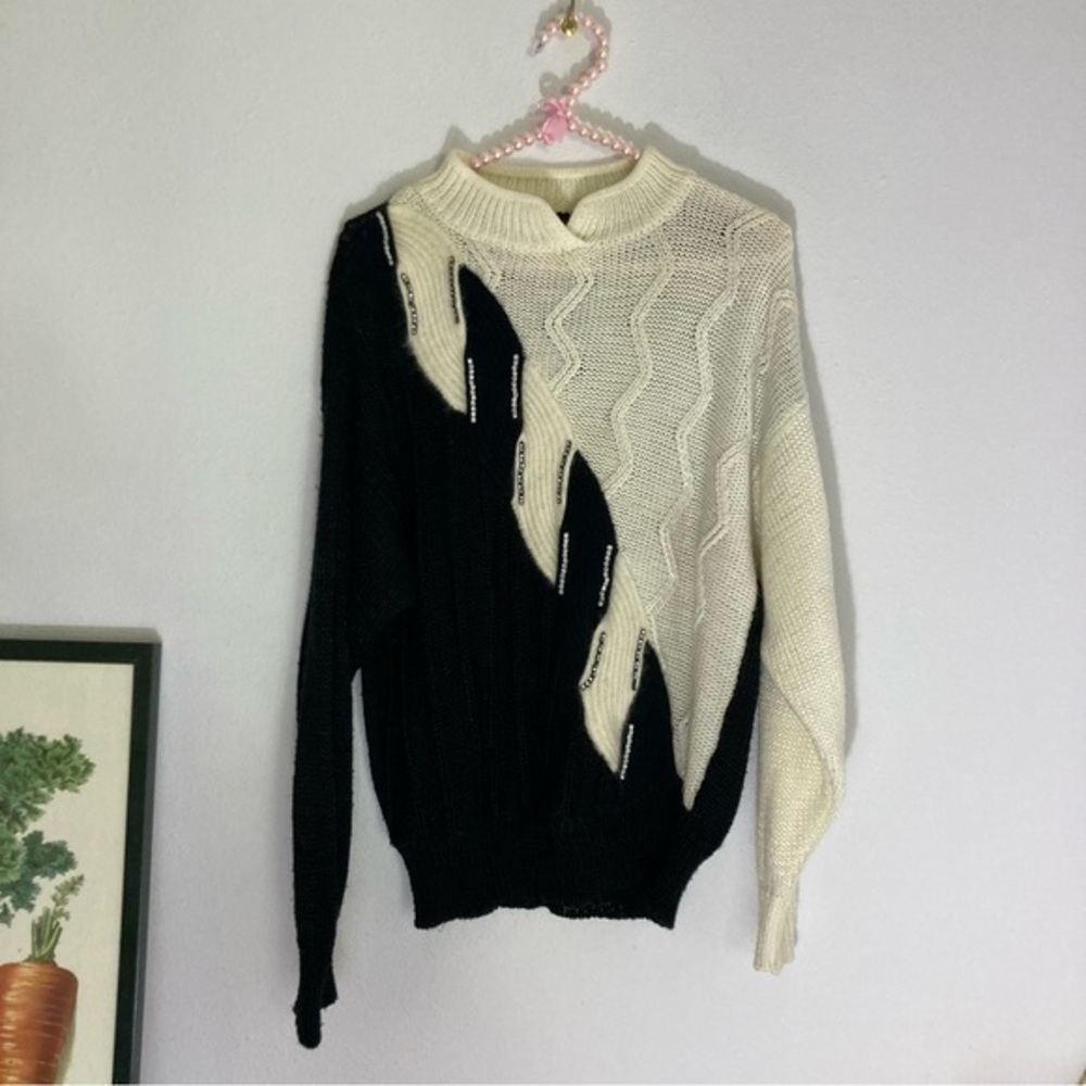 Vintage black and cream embellished sweater size L